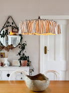 Cotswolds 40cm or 50cm ruffle natural & white striped linen light shade - Ramble Interiors
