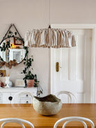 Cotswolds 40cm or 50cm ruffle natural & white striped linen light shade - Ramble Interiors