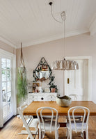 Cotswolds 40cm or 50cm ruffle natural & white striped linen light shade - Ramble Interiors