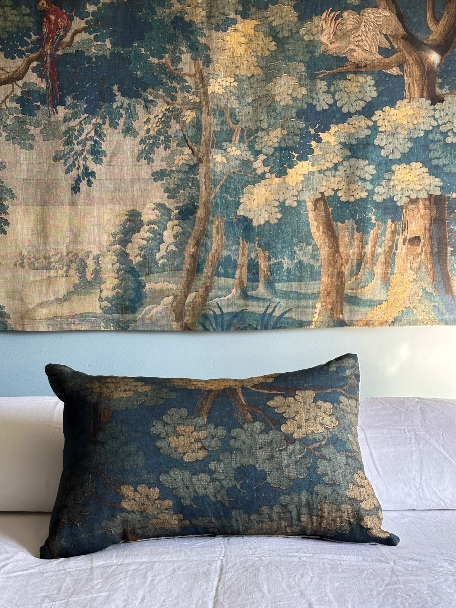 Blue tapestry linen wall hanging - Ramble Interiors