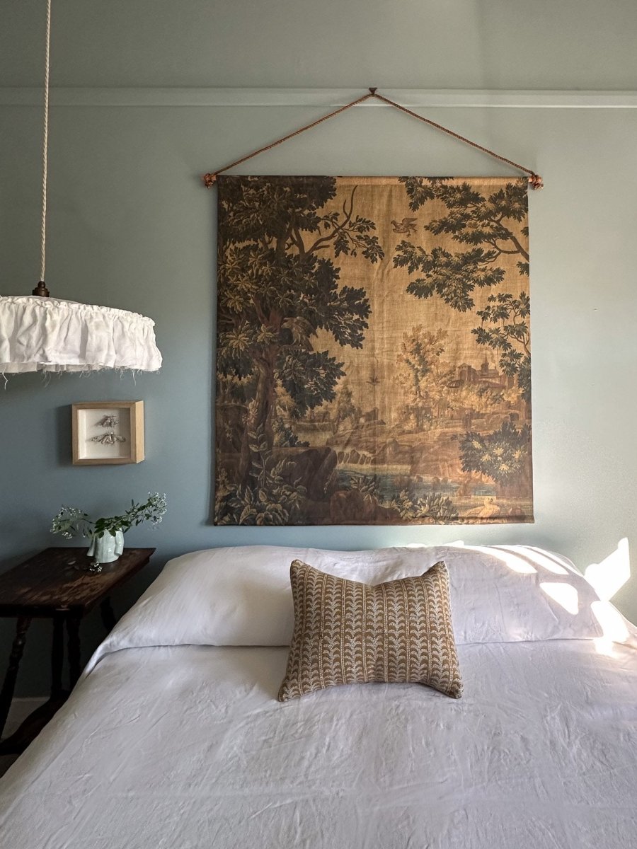 Golden Tapestry Linen Wall Hanging Ramble Interiors Vintage