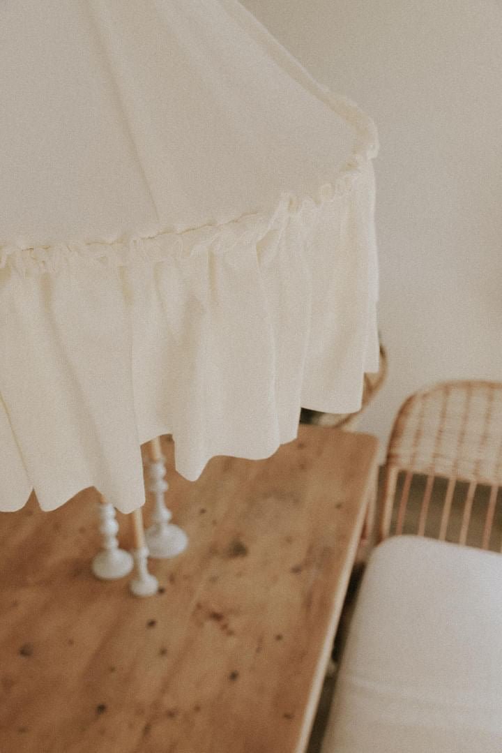 Somerset ruffle ivory linen 50cm pendant light shade - Ramble Interiors